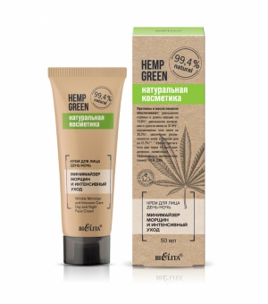 HEMP GREEN Veido kremas DIENA/NAKTIS nuo Raukšlių su Kanapių aliejumi EKO PAKUOTĖ 50 ml