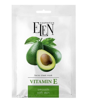 ELEN Lakštinė veido kaukė AVOKADAS + Vitaminas E 25 ml
