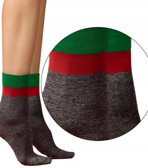 Fiore JADE kojinės 50 denų 1 pora PILKA/ŽALIA/RAUDONA
