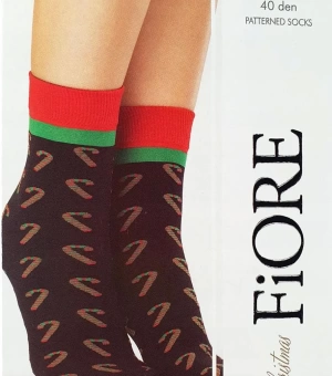 Fiore Candy Cane kojinės 40 denų 1 pora JUODA/ŽALIA/RAUDONA