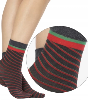 Fiore ELF FUN kojinės 40 denų 1 pora PILKA/ŽALIA/RAUDONA