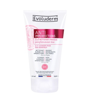 EVOLUDERM valanti veido kaukė nuo odos trūkumų CINKAS + MOLIS + Rausvasis greipfrutas 150 ml