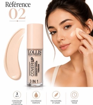 LOLLIS Cover-up 3in1 Maskuoklis, konsileris concealer spalva natūrali 02 5,5 ml